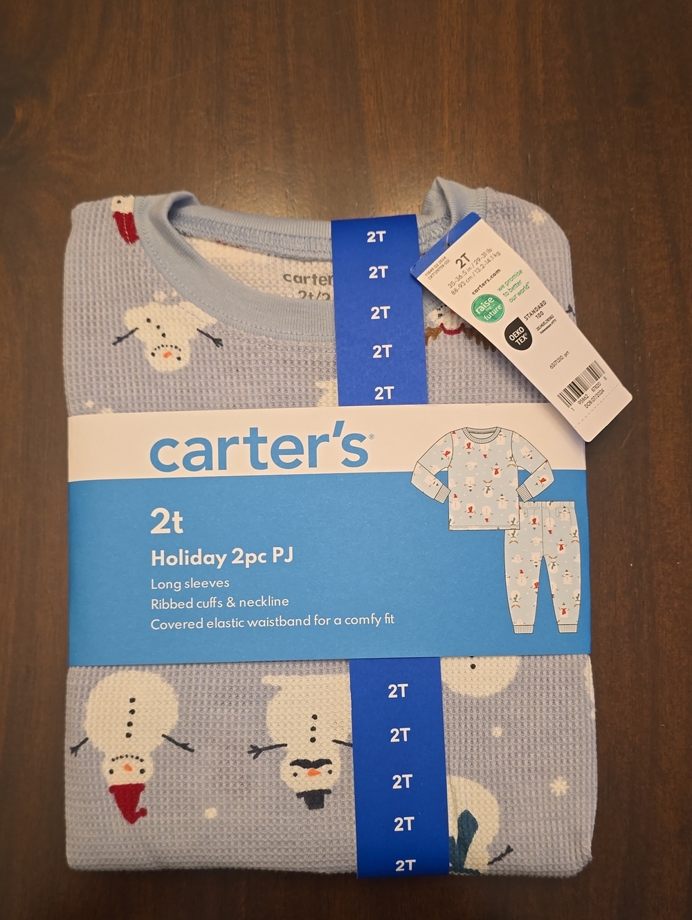 Carter's Light Blue Snowman Holiday 2-Piece Pajama Set